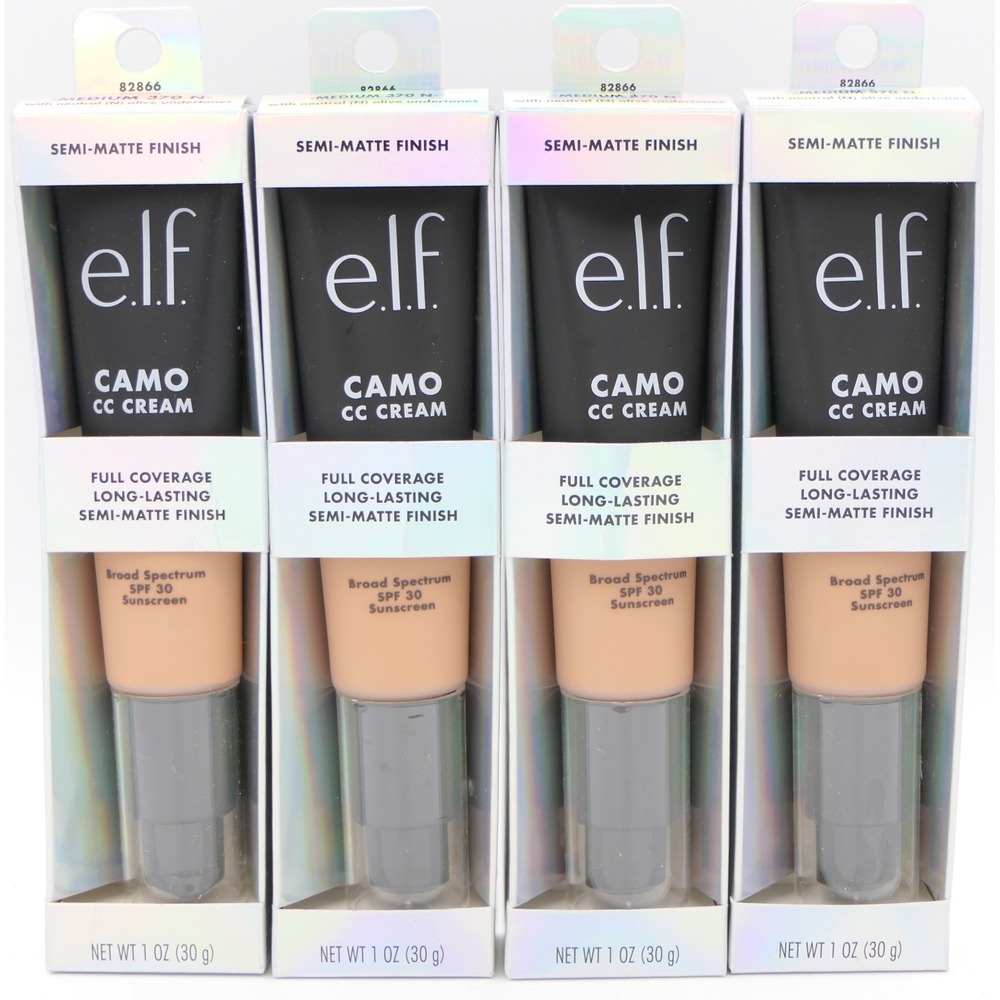 elf Camo CC Cream‎ Medium 370 N Full Coverage Semi-Matte SPF 30 4 Pack 10/26+